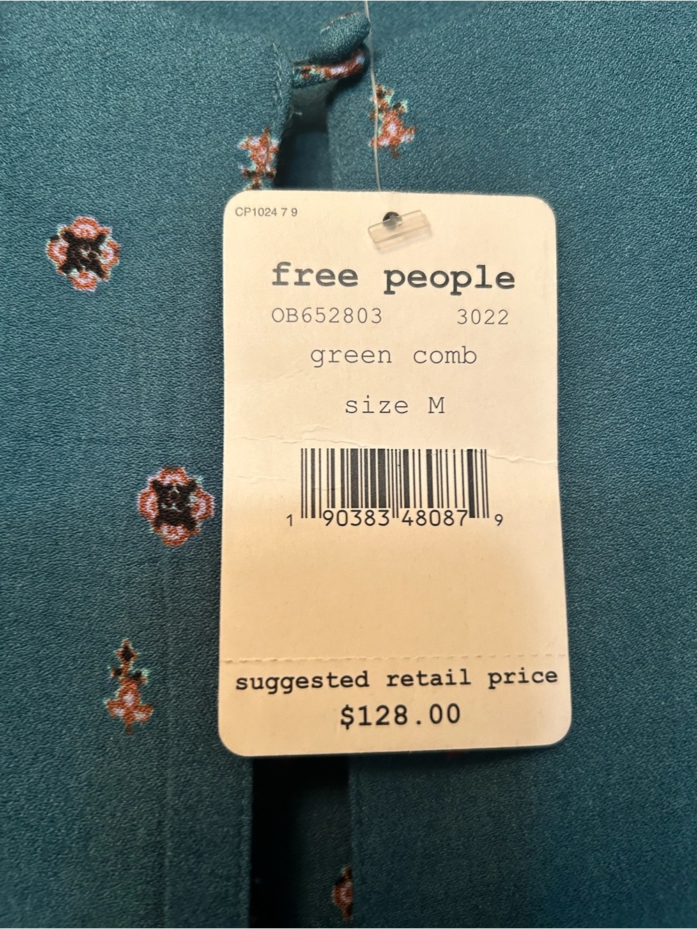 Free People Teal Long-Sleeve Floral Romper - Picture 2 of 3